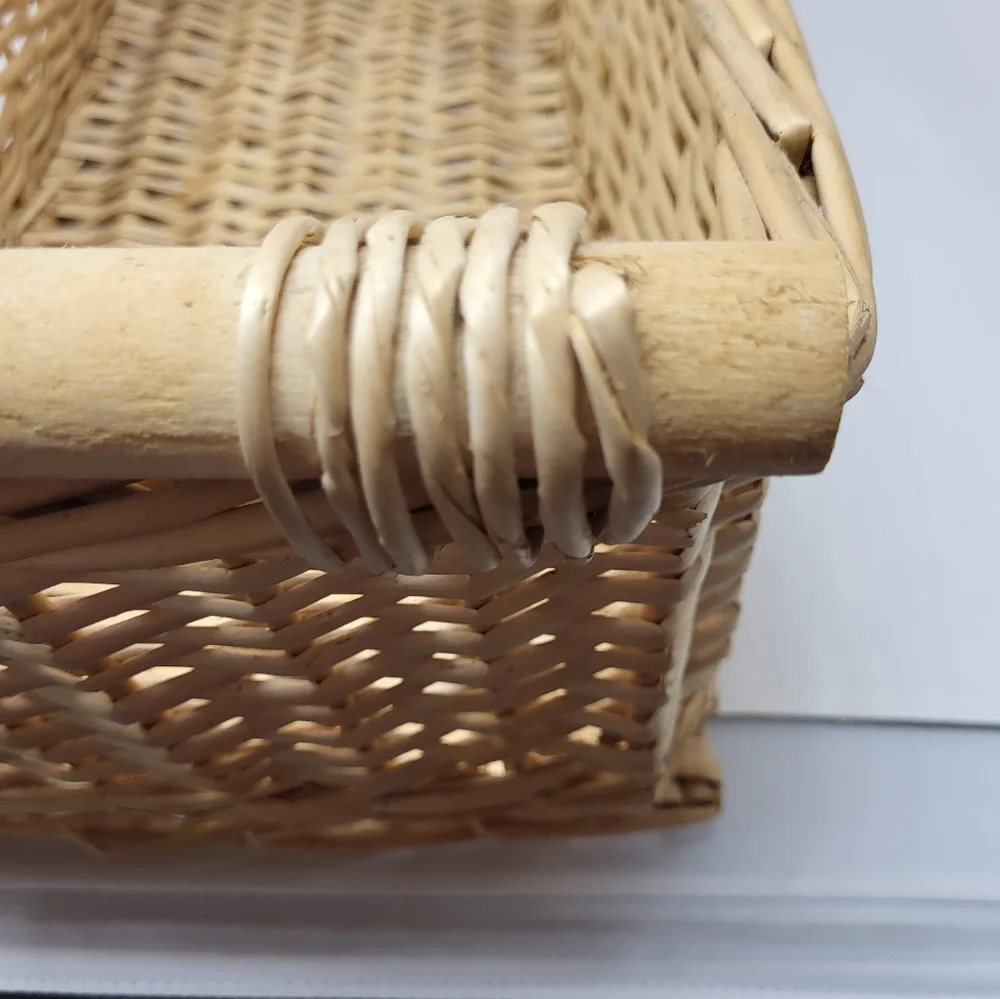Long‎ Wicker Basket Rectangle Light Beige Cream Color Entertaining Gift Giving